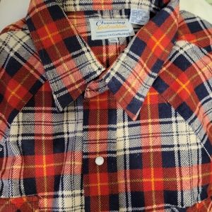 Vintage Channing westernware  Red Plaid men's size 17.5-34-35